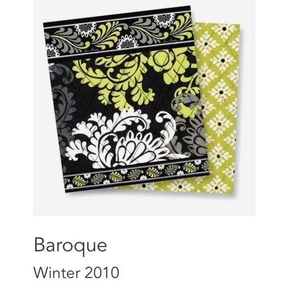 VERA BRADLEY Baroque Holiday 2010 Tote Black Yellow White Gray Y2K Hobo Quilted - Picture 11 of 11